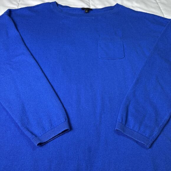Talbots Royal Blue Round Neck Long Sleeve Lightweight Sweater w/Pocket, Size XL - Picture 2 of 10